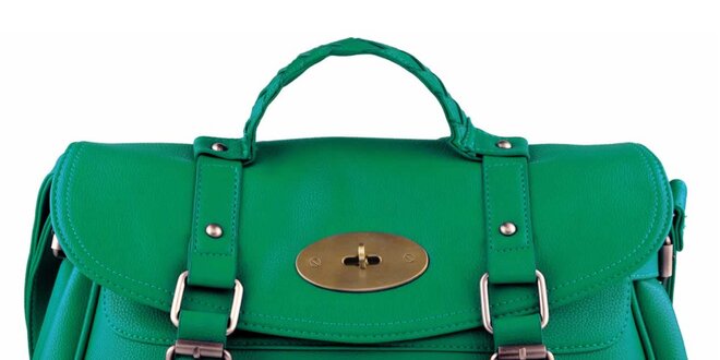 Dámská zelená kabelka s přezkami a zámečkem Nubiz
