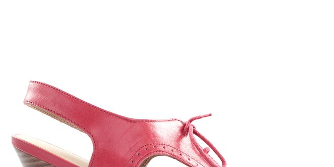 Dámské kožené šněrovací boty v barvě cherry Via Uno