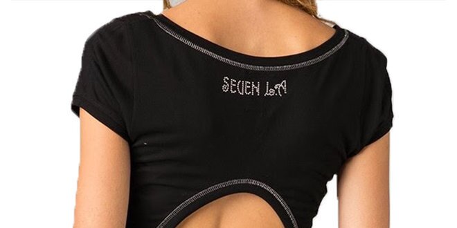 Dámské černé tričko s průstřihem na zádech Seven LA