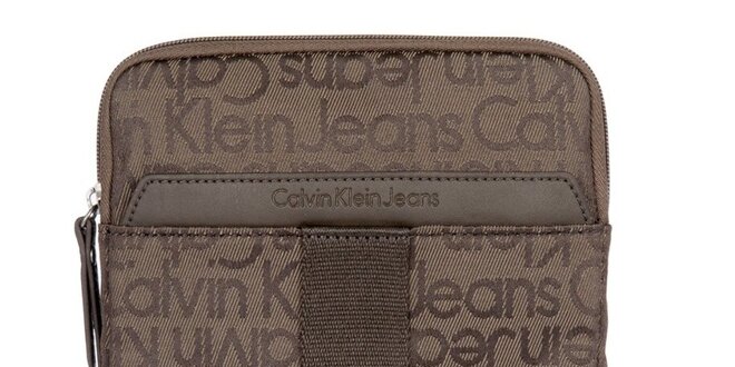 Pánská hnědá taška přes rameno s nápisy Calvin Klein Jeans