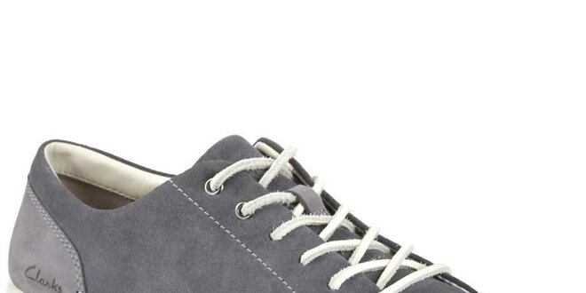 Pánské šedé šněrovací boty s koženou tkaničkou Clarks