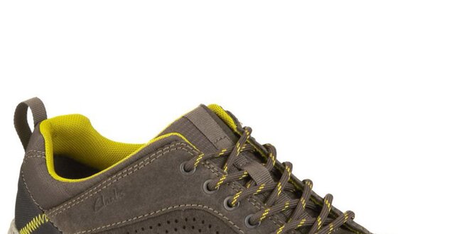 Pánské šedohnědé semišové volnočasové boty s tkaničkami Clarks