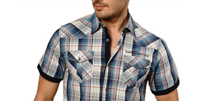 Pánská modře kostkovaná košile s krátkým rukávem Northern rebel