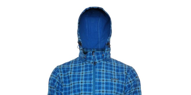 Pánská technická softshellová bunda Envy v modré barvě s kostkovaným vzorem