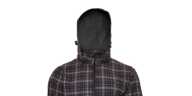 Pánská technická softshellová bunda Envy v černé barvě s kostkovaným vzorem