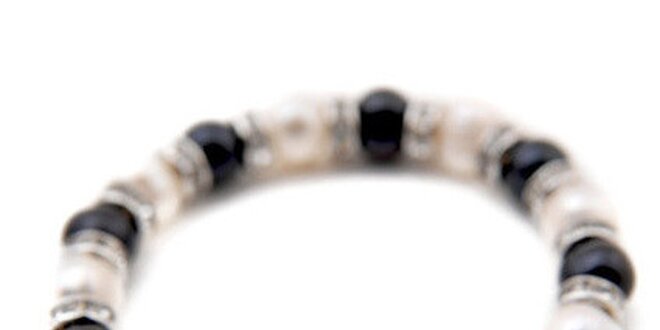Dámský náramek z černých a bílých perel Orchira