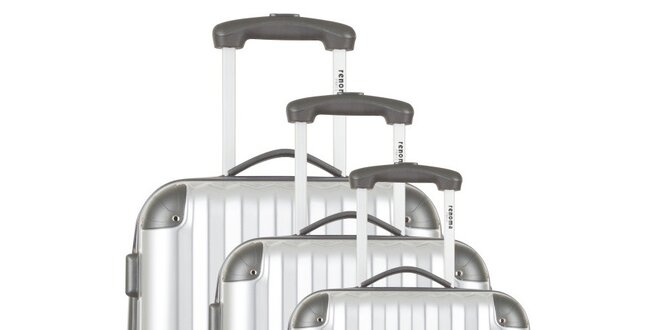 Sada tří stříbrných cestovních kufrů Renoma