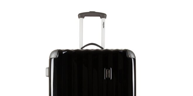 Větší černý kufr s šedými rohy Renoma