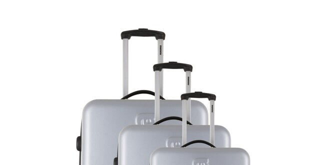 Sada tří stříbrošedých kufrů Renoma