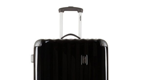 Menší černý kufr s šedými rohy Renoma