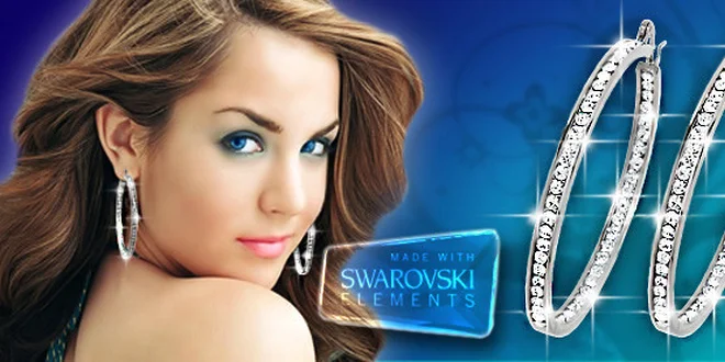 Třpytivé kruhové náušnice s krystaly Swarovski Elements