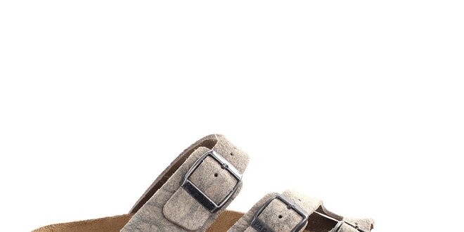Šedobéžové pantofle s přezkami Papillio