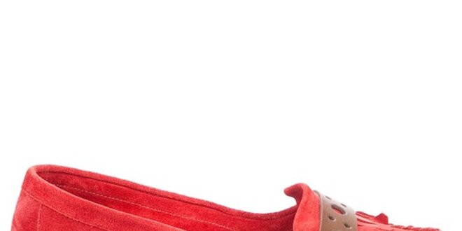 Dámské červené mokasíny s páskem Bueno