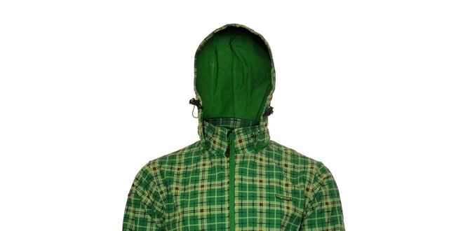 Pánská technická softshellová bunda Envy v zelené barvě s kostkovaným vzorem