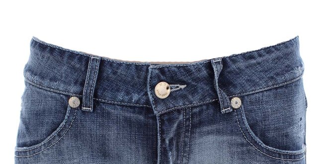 Dámské modré džínové kraťásky s oděrkami MET