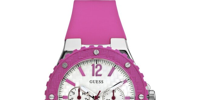 Dámské růžové silikonové hodinky Guess