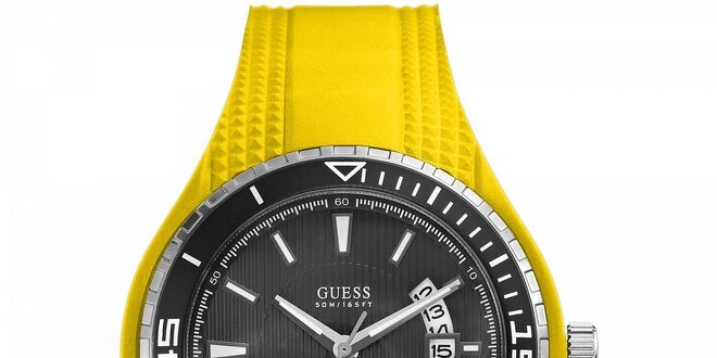 Pánské žluté náramkové hodinky Guess