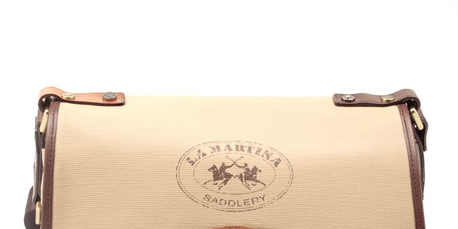Dámská béžová kabelka s hnědými lemy La Martina
