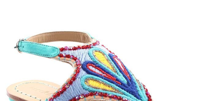 Dámské tyrkysové sandály s barevným vzorem Coral Blue