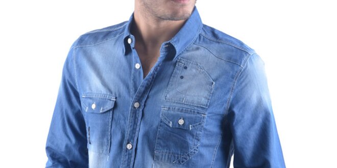 Pánská modrá džínová košile RNT23
