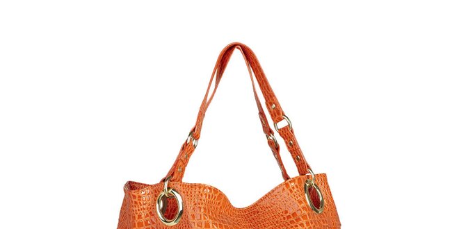 Dámská oranžová lakovaná kabelka Steve Madden s hadím vzorem