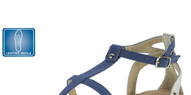 Dámské modré sandály s koženou stélkou Beppi