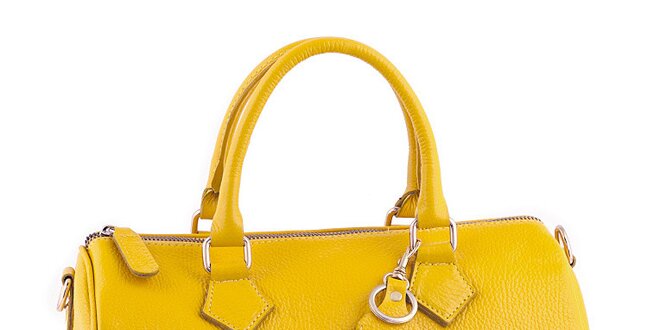 Dámská zářivě žlutá kožená kabelka s popruhem Classe Regina
