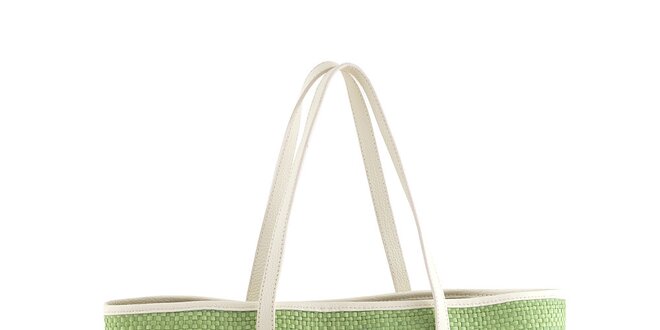 Dámská zelená slaměná kabelka s koženými detaily Classe Regina