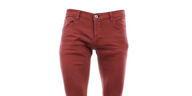 Pánské červené úzké kalhoty Fuga