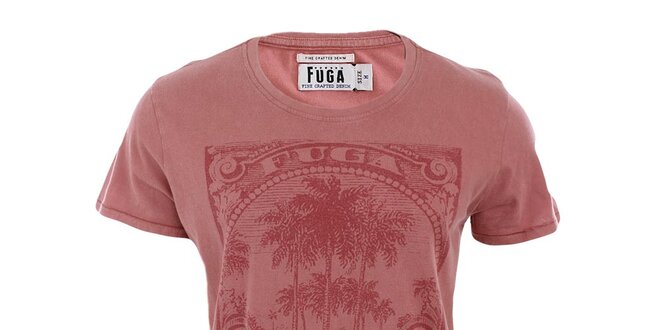 Pánské cihlově červené tričko s potiskem Fuga
