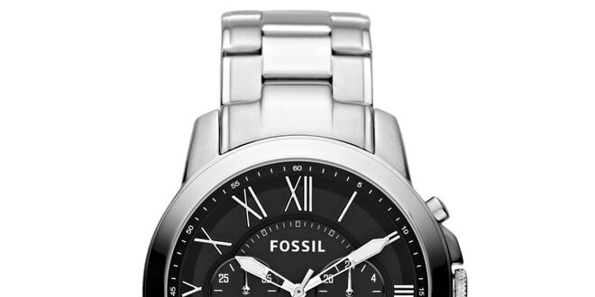 Pánské ocelové hodinky s černým ciferníkem Fossil