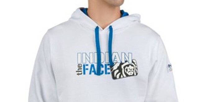 Pánská bílá mikina s kapucí Indian Face