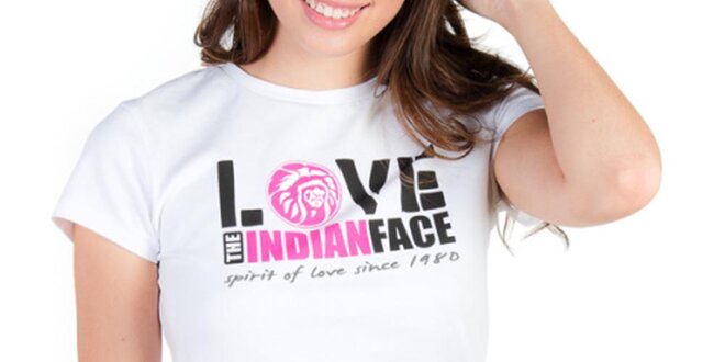Dámské bílé tričko Indian Face s potiskem