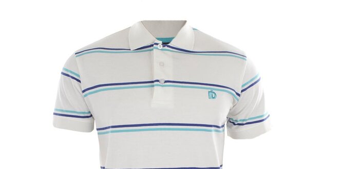 Pánské bílé tričko s modrými pruhy Fundango