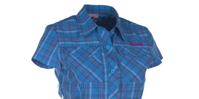 Dámská modrá kostkovaná košile s krátkým rukávem Kilpi
