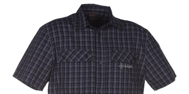 Pánská černá kostkovaná košile s krátkým rukávem Kilpi
