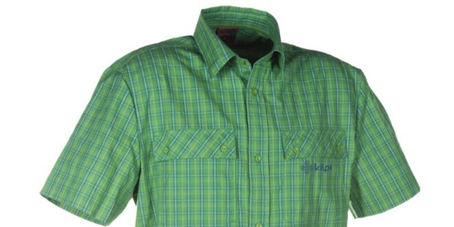 Pánská zelená kostkovaná košile s krátkým rukávem Kilpi