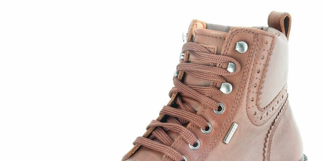 Pánské kožené hnědé kotníčkové boty Geox