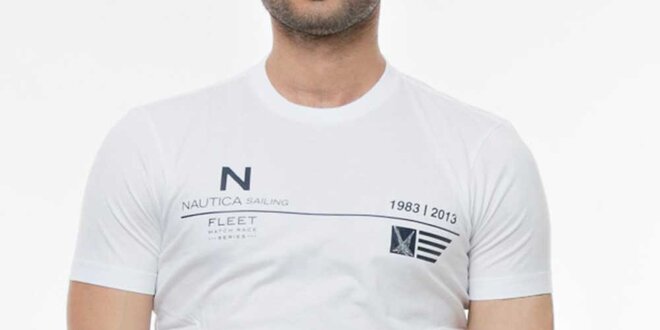 Pánské bílé tričko s potiskem Nautica