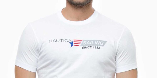 Pánské bílé tričko s barevným potiskem Nautica