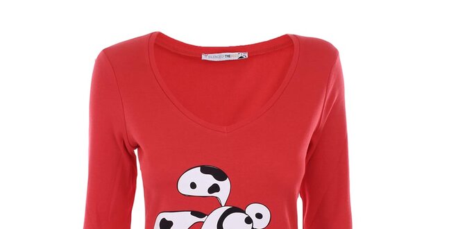 Dámské červené tričko s dalmatinem The Bees