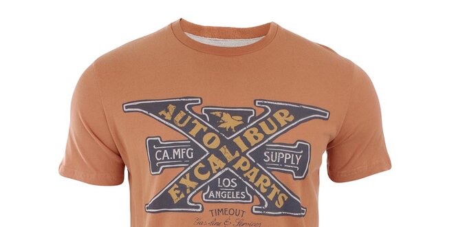Pánské cihlově oranžové tričko s potiskem Timeout