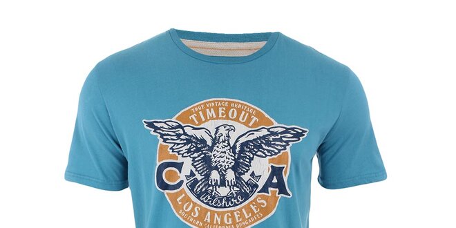 Pánské modré tričko s potiskem orla Timeout