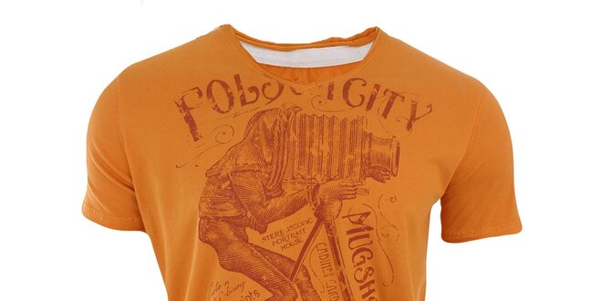 Pánské oranžové tričko s potiskem Timeout