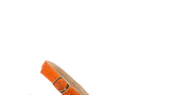 Dámské oranžové sandály na širokém podpatku a platformě MISU