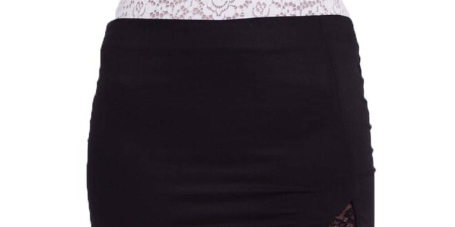 Dámská černá sukně s krajkovým rozparkem Arefeva