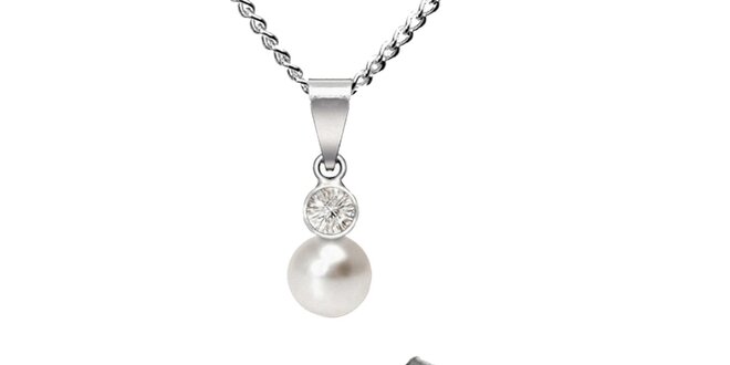 Dámská sada stříbrných šperků Swarovski Elements - náušnice a náhrdelník