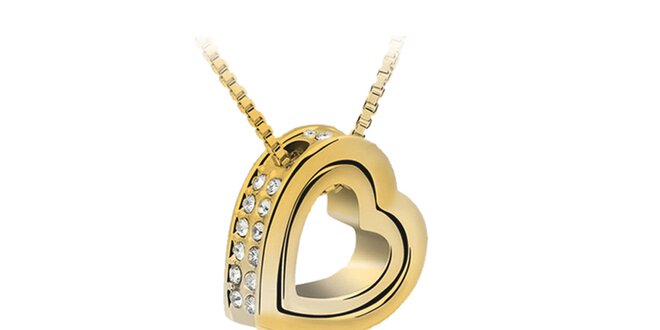Dámský pozlacený náhrdelník se srdcovým přívěskem Swarovski Elements
