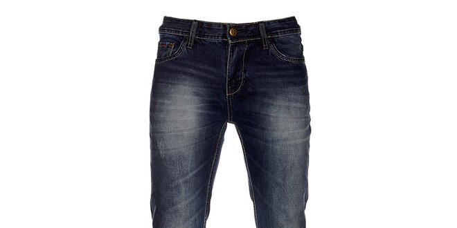 Pánské tmavě modré džíny Exe Jeans s ozdobným zipem