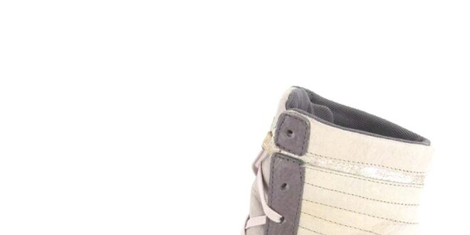 Dámské kožené šedo-béžové vysoké šněrovací boty Diesel